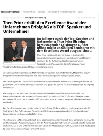 Bild zum NEWSMAX Theo Prinz erhält Excellence Award